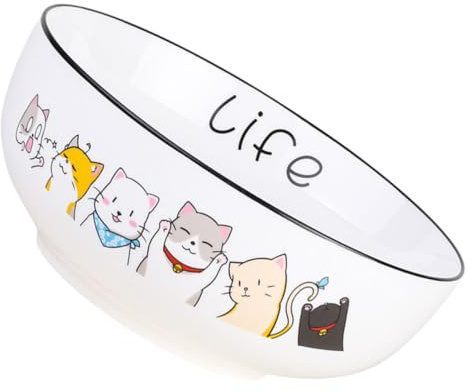 ROMISBABA Ciotola in Materiale Ceramico Design Giapponese Gatto Cartone Animato, Scodella per Zuppa Facile da Pulire Capienza Sufficiente, per Ramen e Colazione