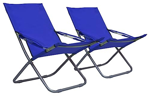 LoogCape Folding Beach Chairs with Steel Frame and 600D Oxford Fabric, Blue, 58 x 76 x 88 cm, Adjustable in 3 Positions, Padded, Ideal as a Garden Chair, Camping Chair, Balcony Chair, Pack of 2