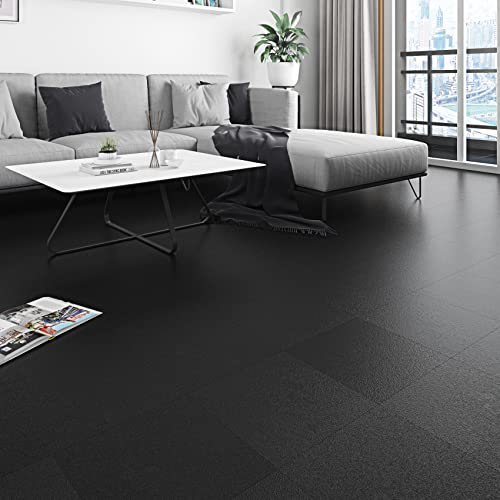Livelynine 32 Fliesen PVC Fliesen Selbstklebend Boden 30x30 Vinylboden Selbstklebend Badezimmer PVC Bodenbelag Selbstklebend Schwarz Vinyl Fliesen Selbstklebend Küche PVC Boden