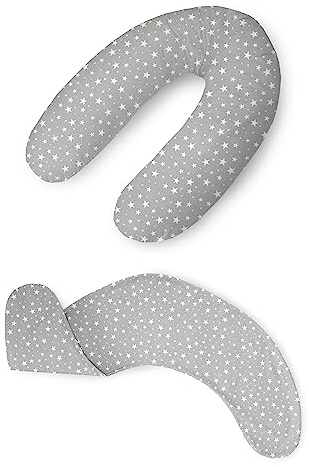Amilian Lot de coussins d'allaitement, de grossesse, de positionnement latéral, taille XXL, 190 cm, avec housse supplémentaire, amovible et lavable, Magie des étoiles