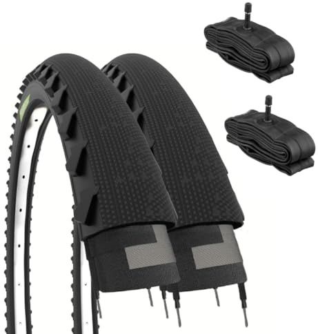 2 Cubiertas Demi Slick 26 x 1.95 + Camere America | Neumáticos 50-559 para MTB Trekking Bike Bicicleta híbrida