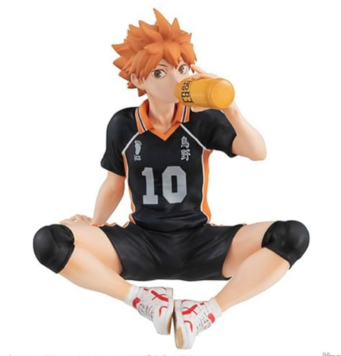 Puruuige Haikyuu Shoyo Hinata Figurine Modèle en Pose Assise Buvant de l'eau Statue de Personnage Anime Figurine d'action Figurines de Collection Décorations