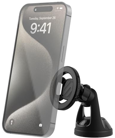 Scosche SMS2WD2 MagicMount MagSafe Suction Cup Phone Mount for Car Windshield/Dashboard Cell Phone Holder Compatible with Popsocket, Magnetic Stand Compatible with iPhone 16 15 14 13 12, Samsung