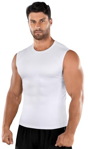 Niksa 1 Pack Men's Compression Shirts Sleeveless Dry Fit Gym Workout Tank Top，White,XL
