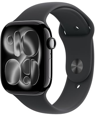 Apple Watch Series 11 [GPS 46mm] Smartwatch with Jet Black Aluminum Case with Black Sport Band - M/L. Sleep Score, Fitness Tracker, Health Monitoring, Always-On Display, Water Resistant