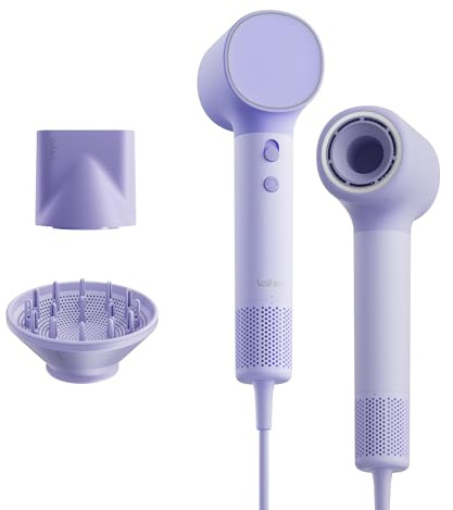 Laifen Neo Secador de Pelo con Motor Sin Escobillas de 110 000 RPM, 200 Millones de Iones Negativos y Control de Temperatura, Ultraligero 390 g, Bajo Ruido 59dB, 2 Boquillas Magnéticas (Violeta)