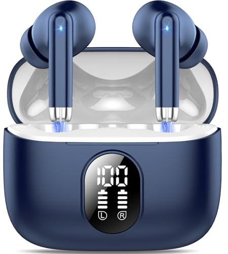 QXQ 2026 Nuevo Auriculares Bluetooth, Auriculares Inalambricos Bluetooth 5.4 HiFi Estéreo con 4 ENC Mic, 40H Mini Cascos Inalambricos Bluetooth con Pantalla, Audifonos Inalambricos para Android iOS