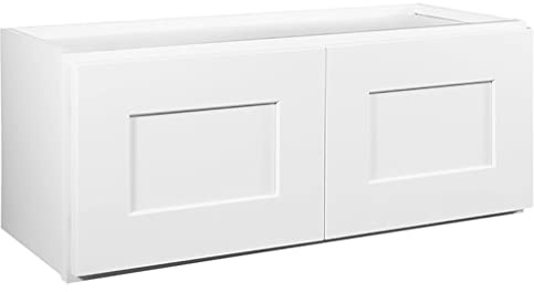 Design House Brookings Shaker Bridge Wall Kitchen Cabinet W3012, 30 W x 12 D x 12 H, Painted White, Solid Wood, Ready to Assemble, 561621
