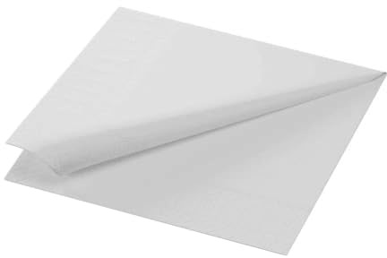 Duni 214018 2 lagig Tissue Servietten, 33 cm x 33 cm, vorgefalzt, 1/8 Falz, weiß (1200 Stück)