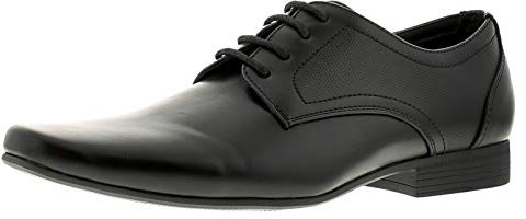 Business Class Kewi Men's Lace-Ups Formal Shoes - Comfortable and Breathable PU Leather Formal Shoes for Men, Ideal for Events, School, Wedding or Work Black 7 UK