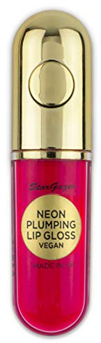 Stargazer Neon UV-Reactive Colour Plumping Lip Gloss, Hydrating Colour, Neon Pink