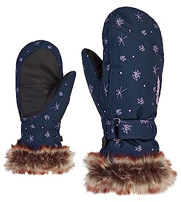 Ziener Mädchen LED Ski-Fäustling/Wintersport | warm atmungsaktiv, snowcrystal print, 3,5