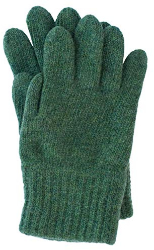 FosterNatur, Guanti da dita per bambini, in lana, 100% lana merino extra fine, verde, 3