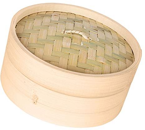 Cocina Vaporera de Bambú Vaporera Asiática para Albóndigas Sum, Marrón 18cm, tal como se describe