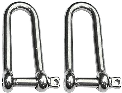 AERZETIX - Juego de 2 - Grillete forjado largo autoblocante - rosca M6-1500kg - en acero inoxidable A4 - C49823