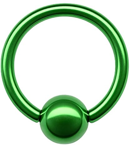 Piercing à boule en titane G23 - En acier chirurgical 316L - Pour nez, oreille, lèvre, intime, poitrine, sourcils, BCR, anneau segment en titane (1,6 x 10 x 5 mm, acier vert métallisé)