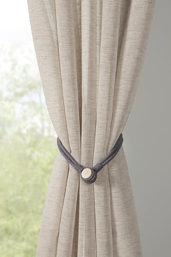 Gardinia Cordino Fermatenda per Raccogliere Tende e Tendaggi, con Calamita per Un Facile Bloccaggio, 47 cm, Grigio