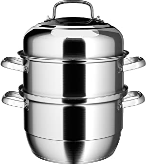 VENTION Vaporiera Induzione 30 cm, Pentola per Cuocere a Vapore 3 Piani, Pentola Vaporiera Acciaio Inox