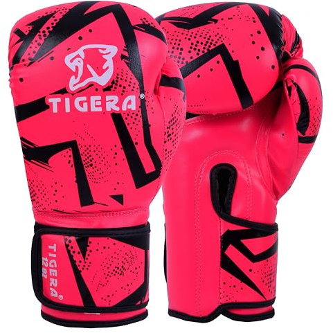 Tigera Boxhandskar 30 ml 35 ml (14 oz) MMA boxhandskar för träning, punching sparring, muay thai boxningshandskar män och kvinnor, kickboxhandskar (rosa, 40 ml)