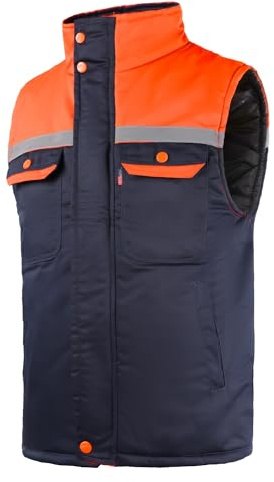 Yukirtiq Herr Hi Viz arbetskläder vadderad väst vinter varm kroppsvärmare utomhus ärmlös arbetsjacka kappa Hi Vis arbete användbar väst, Orange, XXL