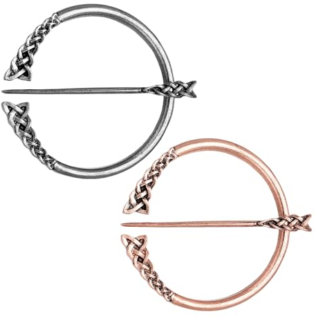 Lot de 2 broches vintage, broches à anneau, épingles à châle, boutons de cape à la mode, pinces pour pull et écharpe, accessoires de vêtements pour hommes et femmes, convient pour les mariages, les