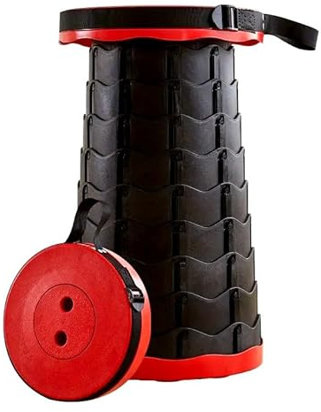 Aggloz | Portable Telescopic Stool, 2nd Generation Folding Stool Camping Lightweight Stool for Outdoor Camping BBQ Fishing Hiking Gardening Indoor, Maximum Load (Red- Stool), ClopsStoo5