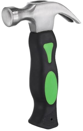 sourcing map Martillo de garra gruesa de 9 onzas, pequeño martillo de acero forjado recto con mango de fibra de vidrio, herramienta de martillos pequeños para reparar edificios de carpintería