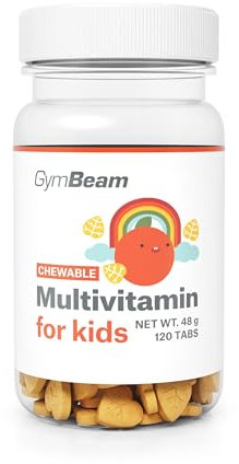 GymBeam Multivitaminico in Compresse Masticabili per Bambini - Caramelle Gommose con Vitamine A, D, E, K, B-Complex, C - Supporto Immunitario, Ossa, Vista - Gusto Arancia - Dai 3 Anni - 120 capsule