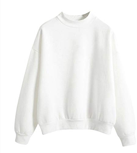 Generisch 2025 - Velours Couleurs Sweat-shirts Col Rond Manches Fixes Plus Sac à Dos Femmes Manteaux Pulls Femmes Sportif, Blanc., M