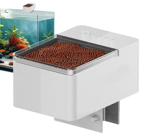 Automatisk automat för fiskmatare, precisionstank matdispenser, mångsidigt verktyg för automatisk matning, stöder pulverflingor pellets, justerbar portionskontroll, pålitligt akvarietillbehör