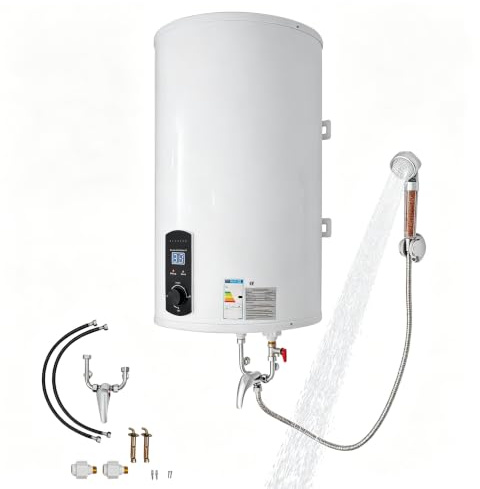 BAOCHADA Varmvattenbehållare panna 50 L/80 L/100 L/120 L, energibesparande 2 000 W vertikal väggmonterad varmvattenberedare med LED-temperaturindikator för badrum, frisörsalonger smart panna (120 l)