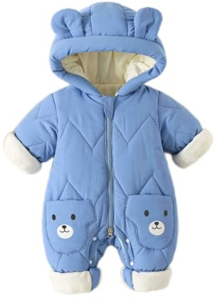 JiAmy Baby Snowsuit, Toddlers Baby Winter Suit Baby Boys Girls Warm Coat Romper Outerwear Blue 6-9 Months