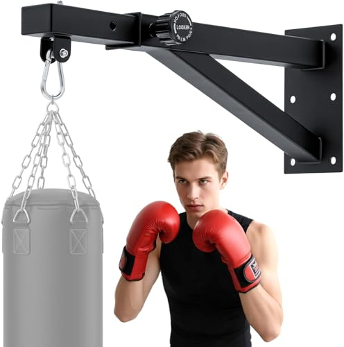 VexNook Supporto da parete per sacco da boxe – Supporto per sacco da boxe, lunghezza regolabile 44 – 69 cm, struttura resistente, compatibile con sacchi di sabbia, borse Speedbag, sacchetti MMA per