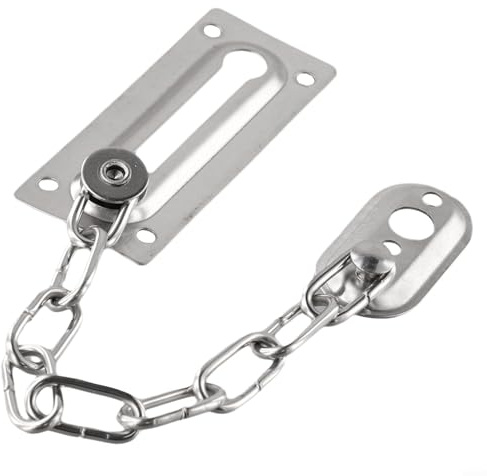 Yuanpgky Cadena de seguridad para puerta de oficina en casa, cierre deslizante de acero inoxidable con pestillo de protección, chapado en zinc para mayor durabilidad, compatible con puertas de madera