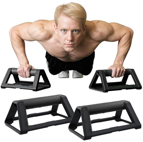 2 Pcs Push Up, Maniglie per Flessioni con Base Antiscivolo Silicone, Portatile e Impilabile, Capacità di Carico 110 kg, Parallele Calisthenics, Attrezzature Flessioni Attrezzi, 19x11x7cm