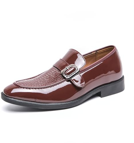 DXSYGMBN Zapatos Hombre Elegantes Monkstrap para Business Casual Oficina Formales,Rojo,45 EU