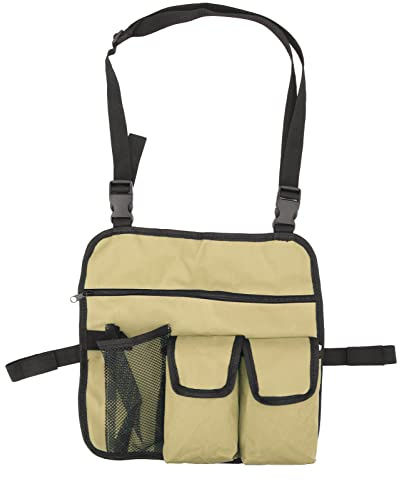MAMJENNI Organizer per sedia con tasche multiple, per riporre oggetti, Tessuto Oxford resistente, Cinghie regolabili, Borsa appesa per spiaggia, ufficio, sedia a rotelle, (Cachi)
