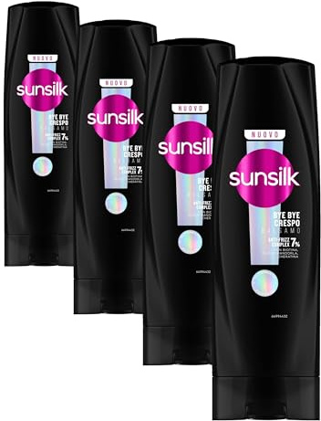 Sunsilk, Balsamo Bye Bye Crespo, Balsamo Anticrespo per Capelli Crespi, Formula Nutriente con 7% Anti-Frizz Complex, Biotina, Olio di Mandorla e Cheratina, 200 ml (Confezione da 4)