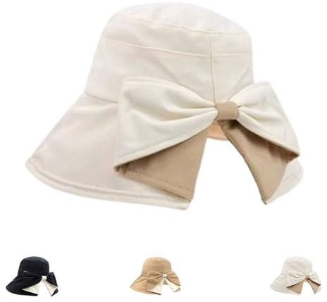 YWeiLiangSan Chapeau de Soleil Femme à Larges Bords avec nœud, Pliable et Respirant pour Plage et Voyages d'été (Beige,Taille Unique)
