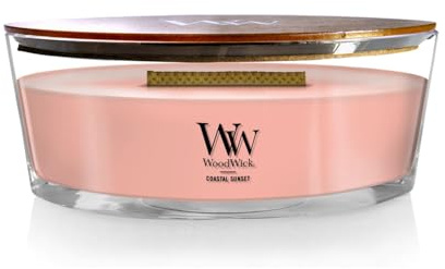 WoodWick ellipsenförmige Duftkerze mit knisterndem Docht | Coastal Sunset | Brenndauer bis zu 50 Stunden