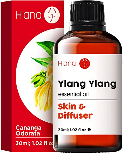 H'ana Ätherisches Ylang-Ylang Öl für Haar, Diffuser, Haut und Aromatherapie - 100% Reines Ylang-Ylang-Öl (30 ml)