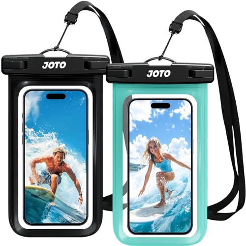 JOTO 2 Stück wasserdichte Handyhülle IPX8 Unterwasser Wasserfest Handytasche für iPhone 17 16 15 14 13 12 11 Pro Max Plus Air Galaxy S24 S23 A15 Xiaomi bis 7 Zoll Phone Case –Schwarz/Grün