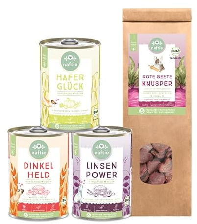 naftie veganes Hundefutter Bio Veggie Box klein - 3 Hundenassfutter Sorten & vegane Hundeleckerlis