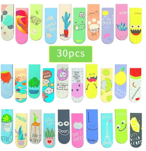TOPPLAYER Magnetische Lesezeichen, 30 Stück Niedliche Optische Bunt, Magnetic Bookmarks für Büro Lesebriefpapier