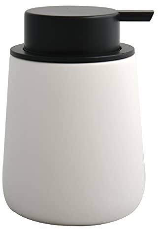 MSV Maonie-Dispenser per Sapone Liquido, in Ceramica, 300 ml, Colore: Bianco Opaco, Standard
