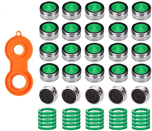 SHULLIN 20 Stück Wasserhahn Aufsatz Strahlregler M24 sieb Einsatz Außengewinde Düse Wasserhahn Sieb Filter Mischdüse Perlator Einsatz mit Mischdüsenschlüssel Wasserhahnsieb für Wasserhähne