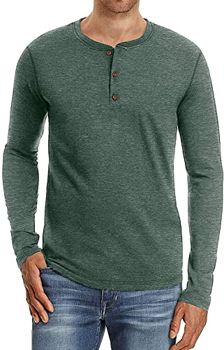 Sailwind Henley Camiseta Manga Larga Hombre Casual De Manga De Algodón Clásico T-Shirt para Hombre (VG Verde, L)