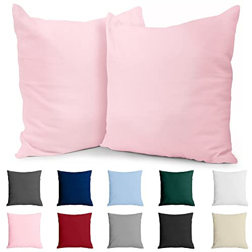 Dreamzie Kissenbezug 60x60 Baumwolle Renforcé (2er-Set) - Rosa - Dicht gewebt mit 57 Fäden/cm² - Kissenhülle 60x60 cm - Oeko Tex Zertifiziert