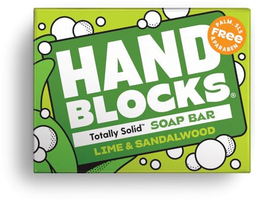 Hand Blocks: Lime & Sandalwood - Cold Processed Natural Soap Bars - Plastic, Palm, SLS, SLES & Paraben Free