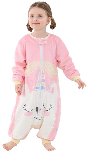 HAHASHOW Sacco Nanna con piedini Bambini Carini animali Sacco Nanna Invernale con gambe a maniche lunghe 1-3 Anni, Rosa
